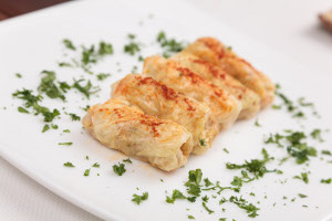 Stuffed cabbage leaves with rice 